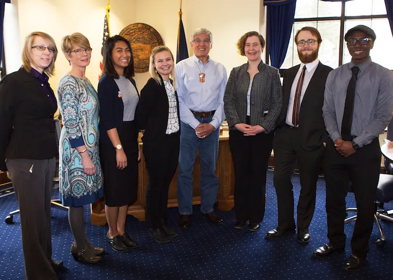 UAS legislative interns with Lt Governor Byron Mallot at the Alaska State Capitol